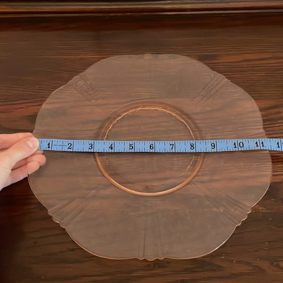 Vintage Large Pink Etched Depression Glass Plate - Picture 7 of 7